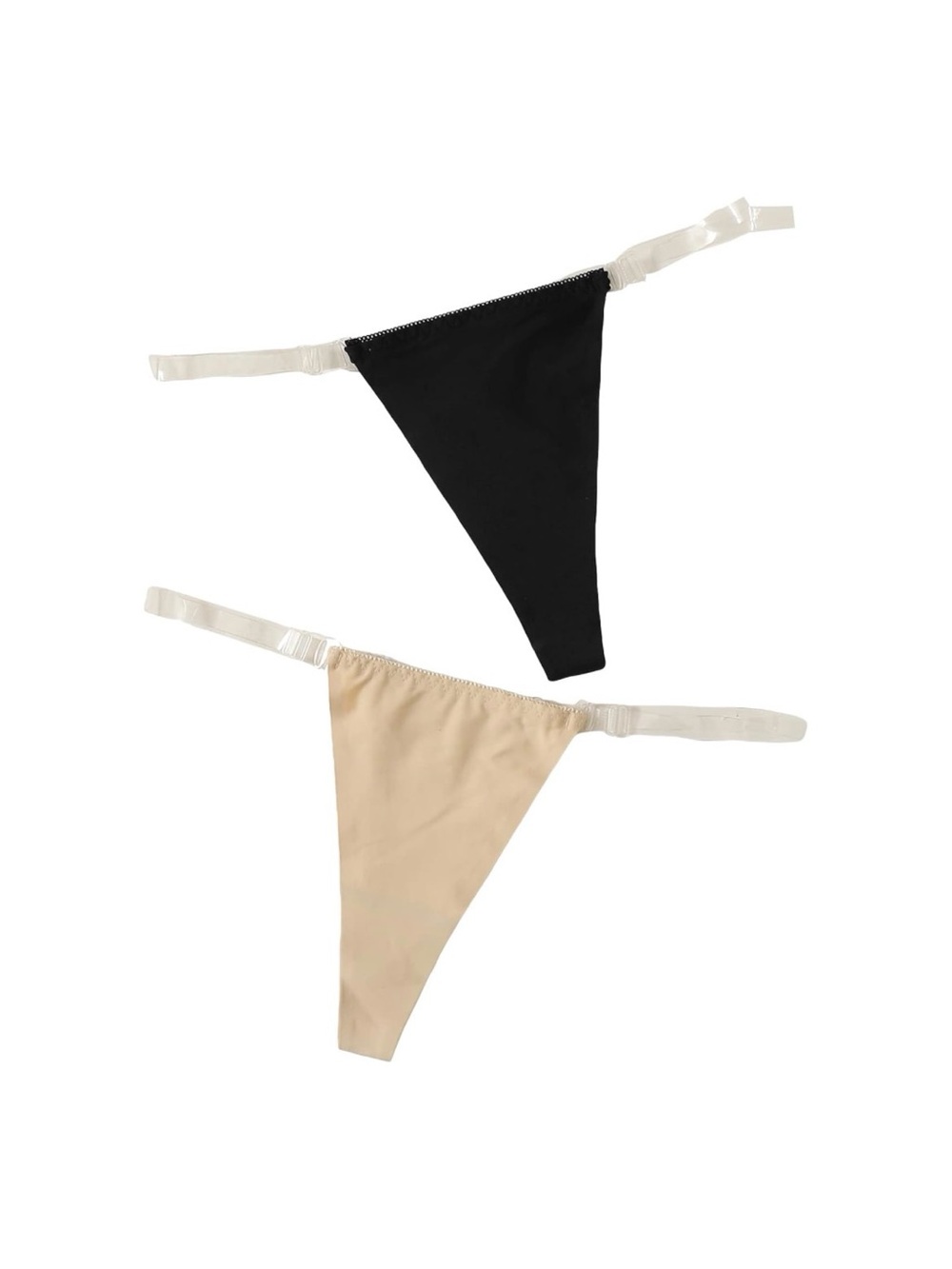 Black & Nude Thong Set with Adjustable Invisible Straps